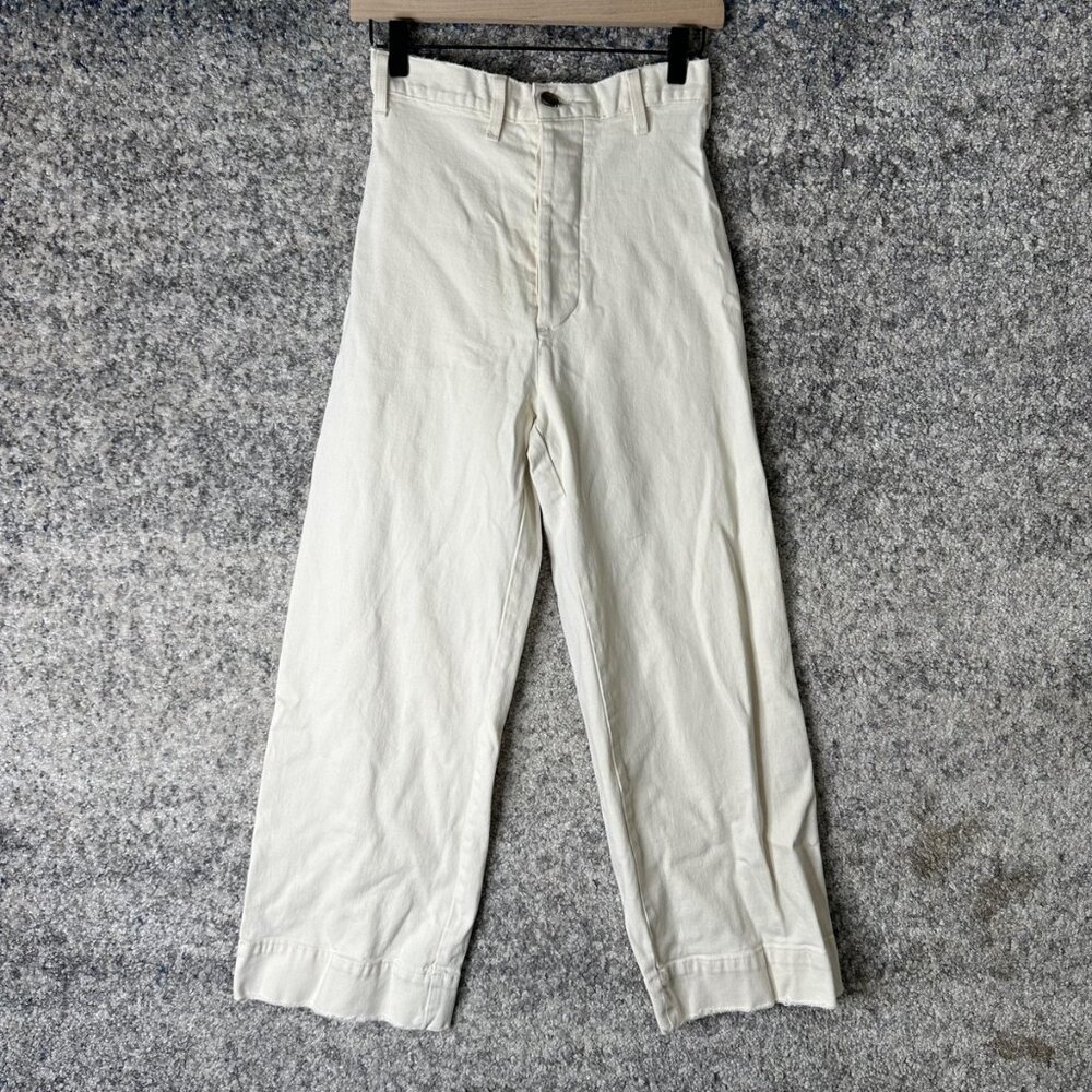 The Great Seafair Jeans‎ Womens 25 White High Rise Wide Leg Cropped Denim